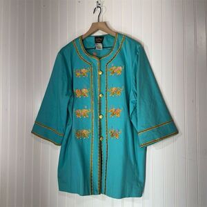 Bob Mackie Wearable Art Elephant Embroidered Tunic Jacket 1X Boho Festival